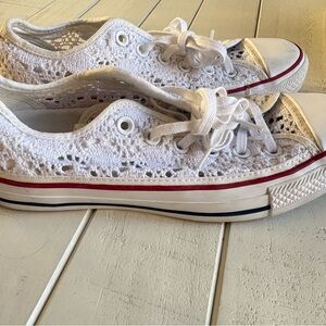 White Crochet Lace Athletic Shoes